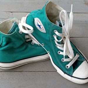 Converse teal high top sneakers